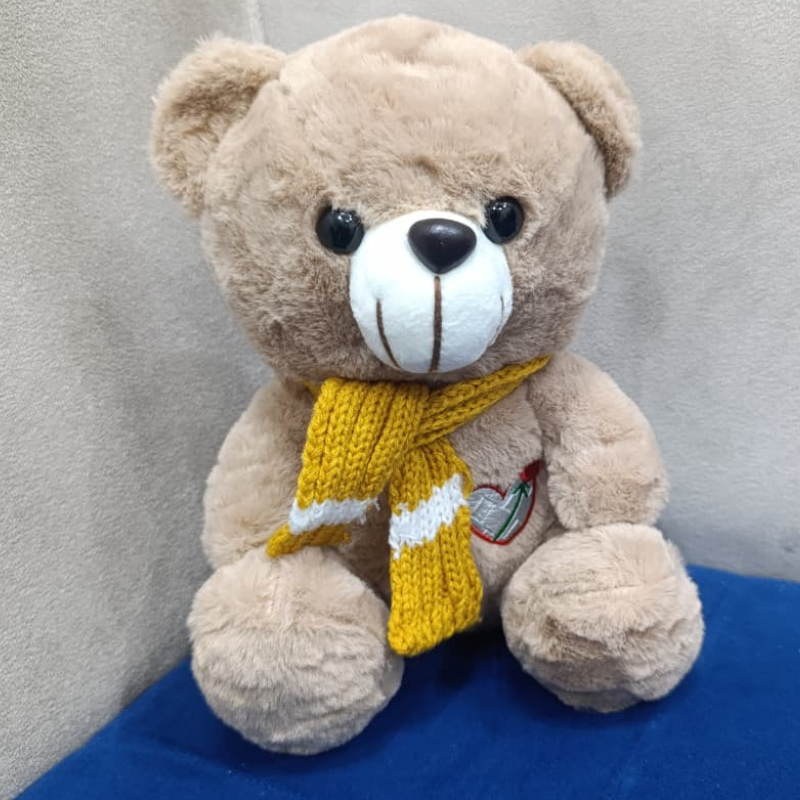 Teddy Bear with Cozy Yellow Scarf