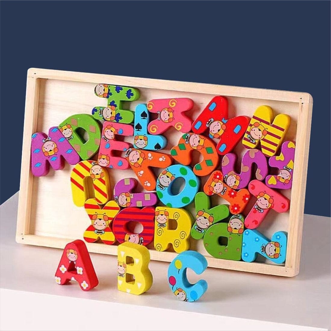 Multicolour Wooden Alphabets Learning Board 3D