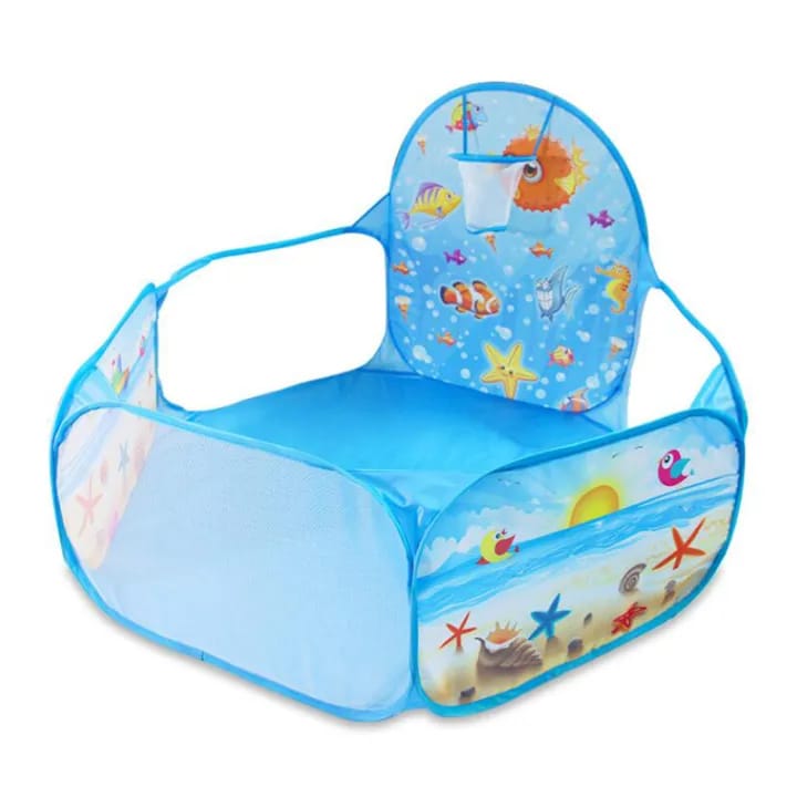 Toddler Ball Pit Tent with Basketball Hoop Zipperered storage