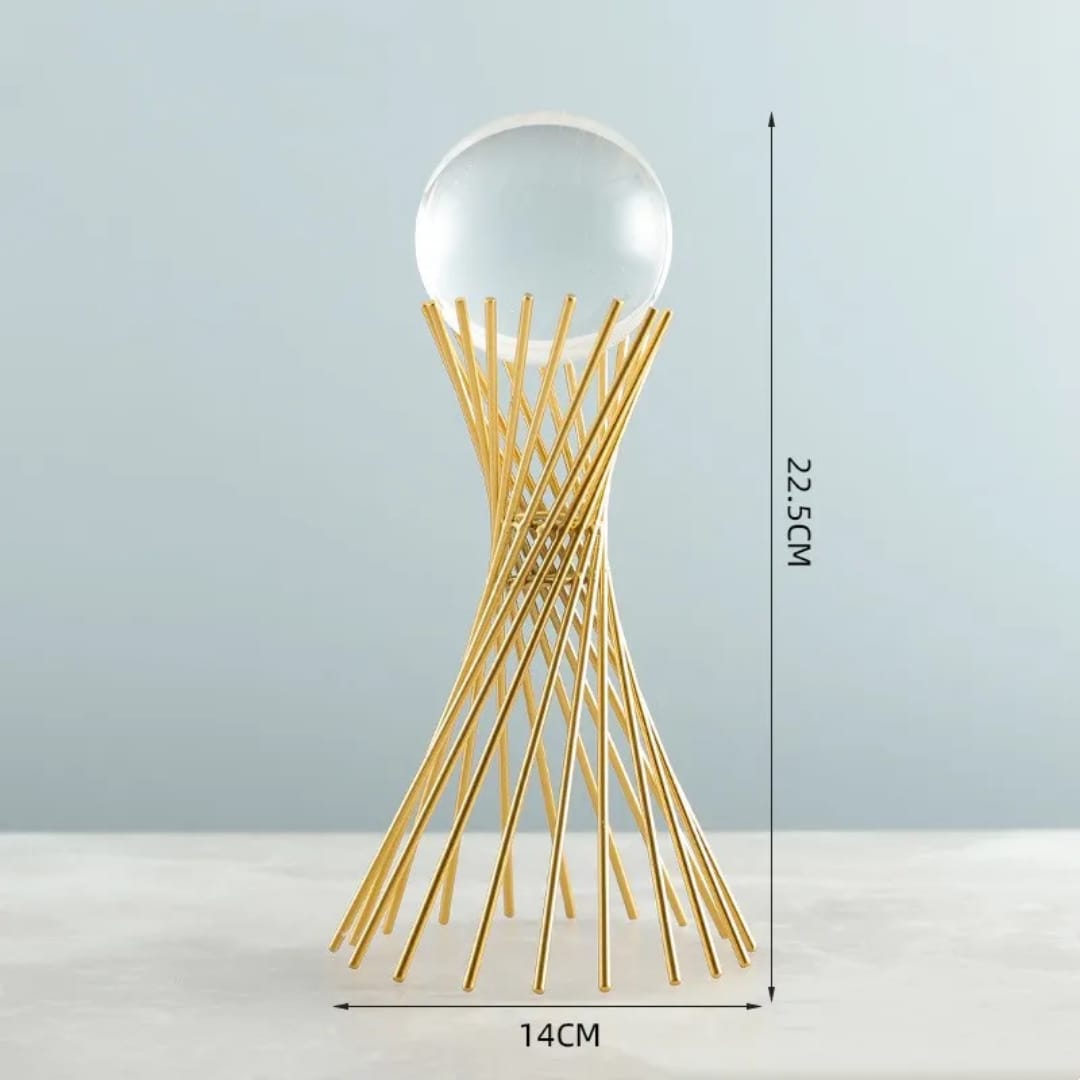 Luxury Golden Metal Leaf And Crystal Ball