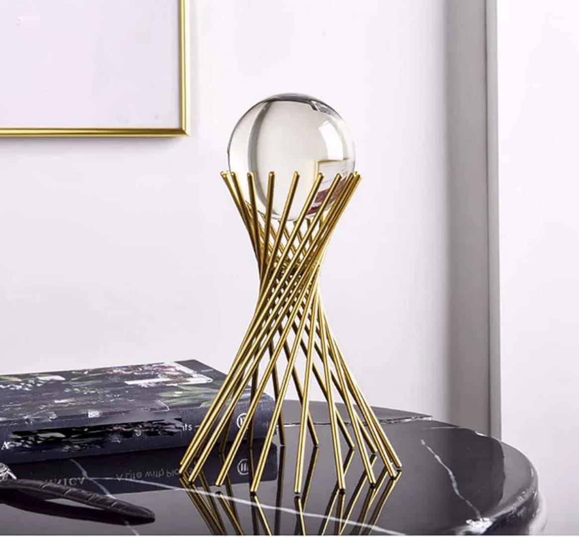Luxury Golden Metal Leaf And Crystal Ball