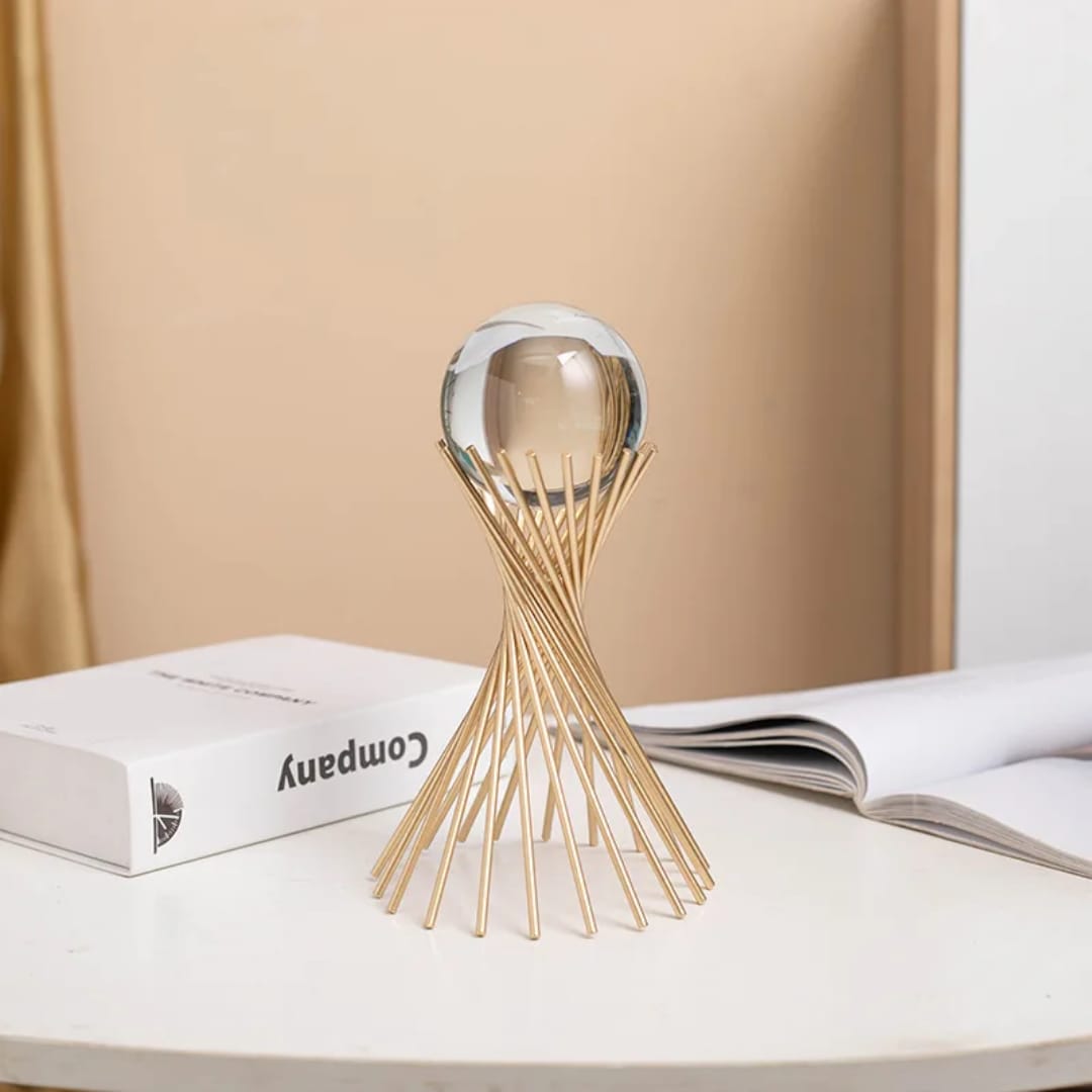 Luxury Golden Metal Leaf And Crystal Ball