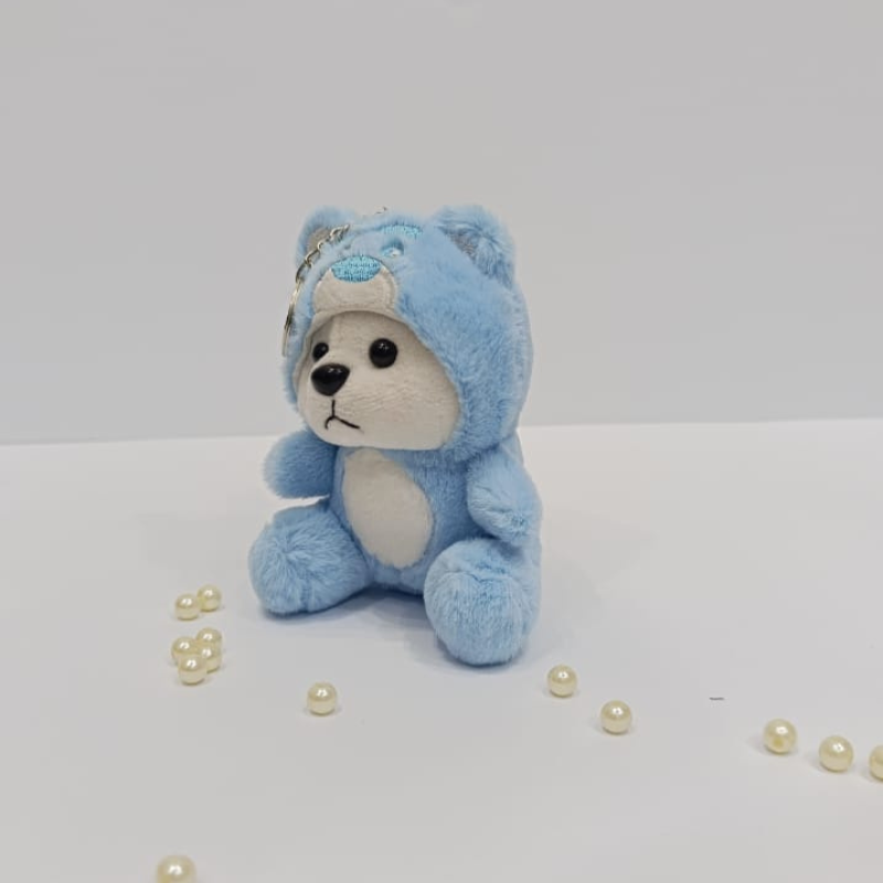 Little blue cute teddy bear keychain