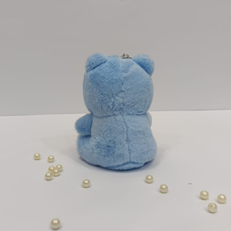 Little blue cute teddy bear keychain