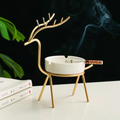 Metallic Golden Gazelle Style Ashtray Decor For table And Home