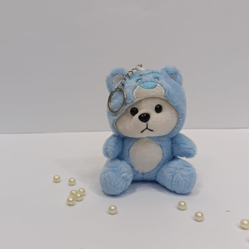 Little blue cute teddy bear keychain