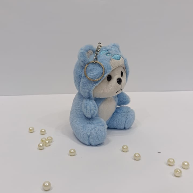 Little blue cute teddy bear keychain