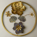 Round Golden Metal Flower Frame - Elegant Imported Decorative Wall Art