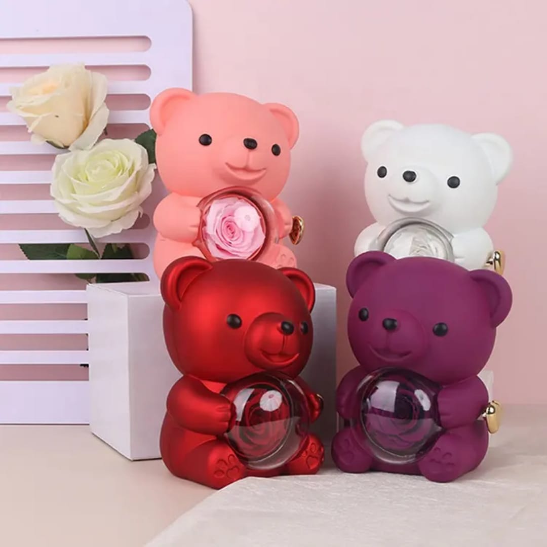 Teddy Bear Rose Jewelry Box