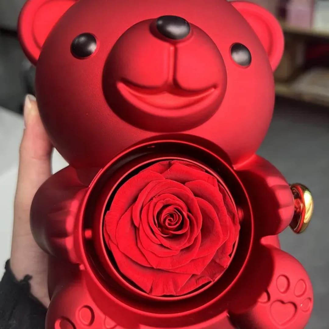 Teddy Bear Rose Jewelry Box