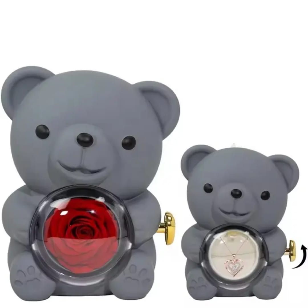 Teddy Bear Rose Jewelry Box