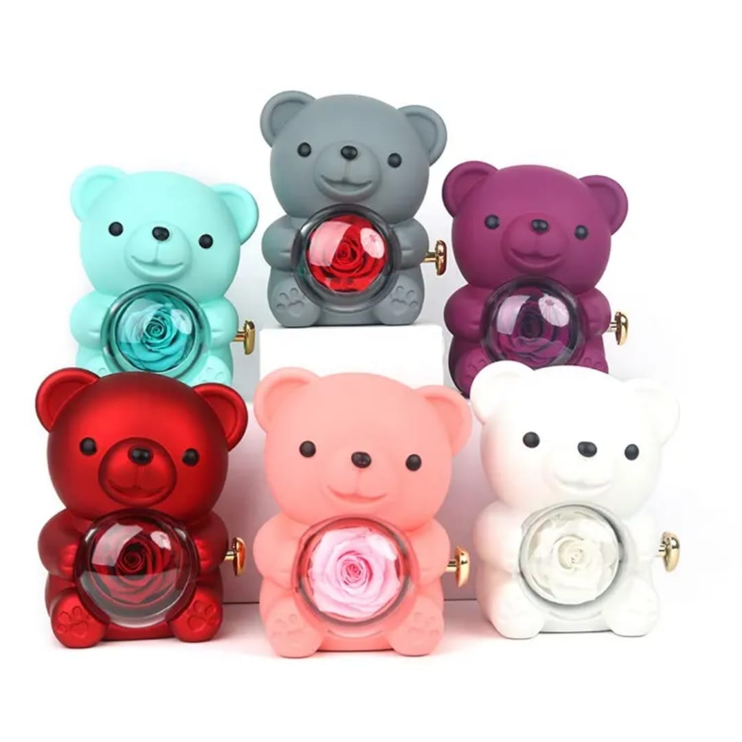 Teddy Bear Rose Jewelry Box