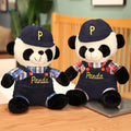Panda stuffed animal wearing Jumpsuit and cap